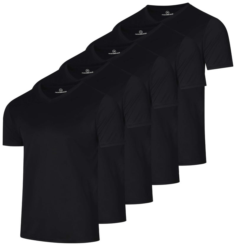 REALESSENTIALS Real Essentials 5 Pack: Men's Mesh Quick Dry Short Sleeve V-Neck T-Shirt - Athletic Performance (Available in Big & Tall),Set 1-XL - Image 1